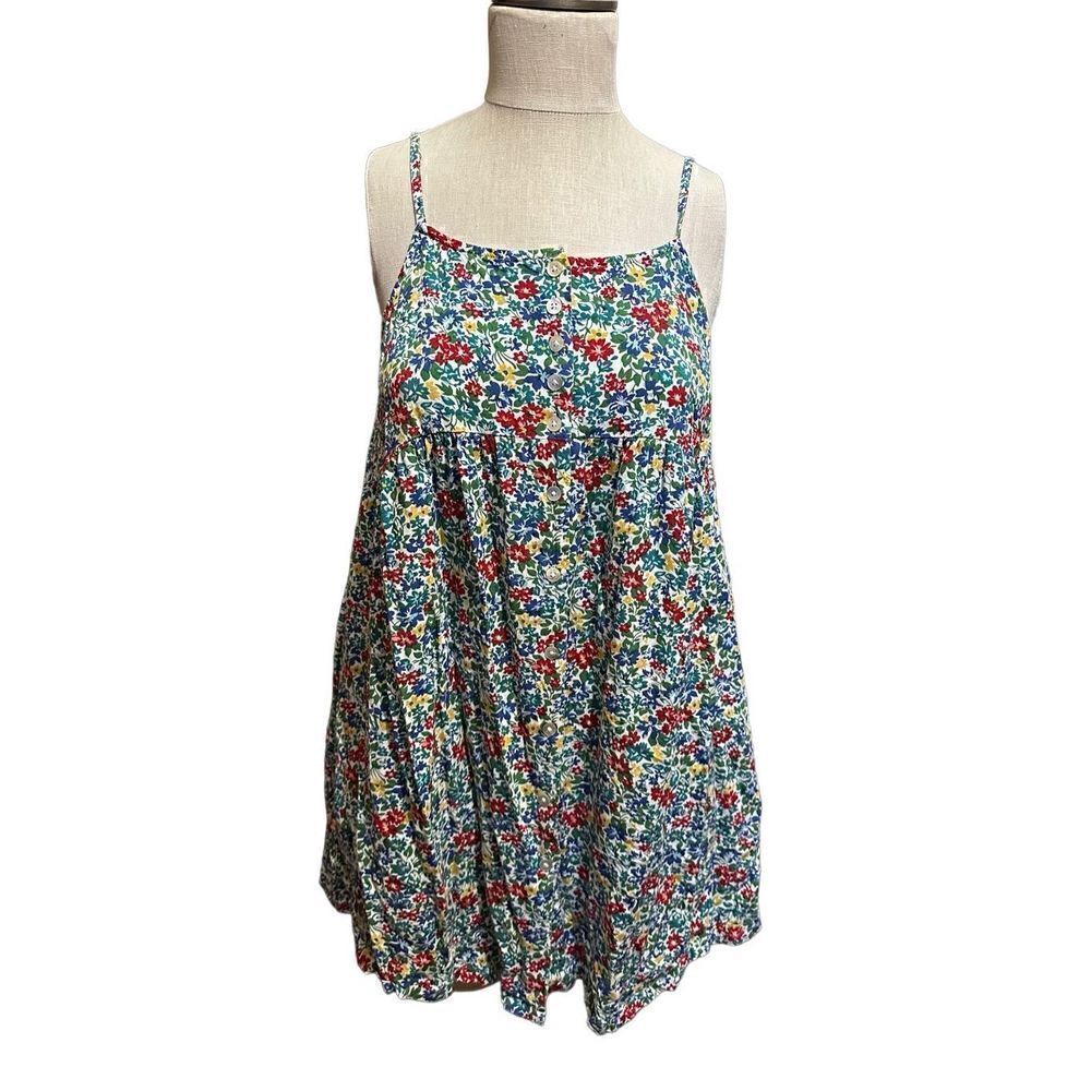 April Cornell Top Womens S Baby Doll Colorful Floral Spaghetti Strap Cottagecore